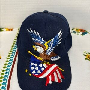 U.S.A. Unisex Navy Blue Embroidered Eagle Baseball Cap Adjustable Size